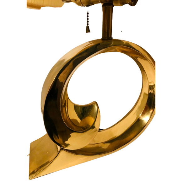 Vintage MCM 1970s Brass Swoosh Wave Lamp - Pierre Cardin inspired - Picture 4 of 5